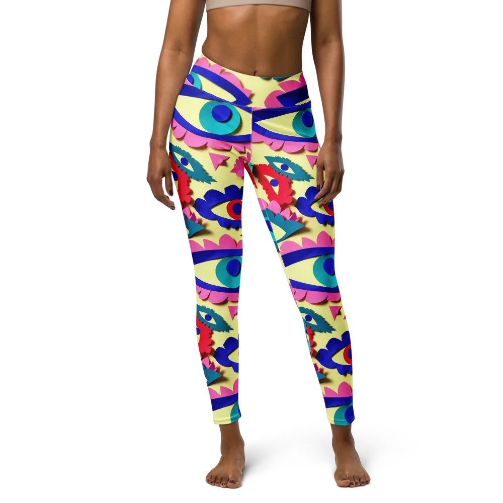 Paper Eye Parade on Yoga Leggings — Front