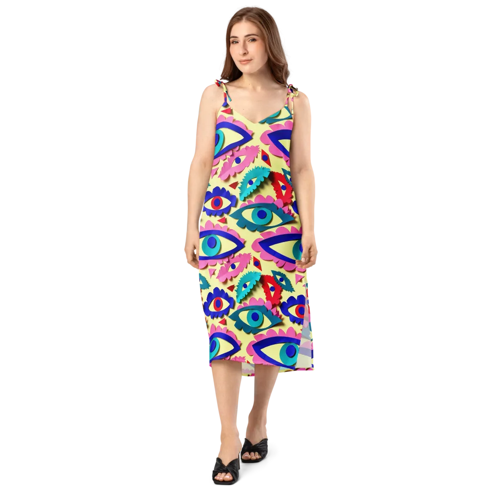 Paper Eye Parade on Slip Dress — Front