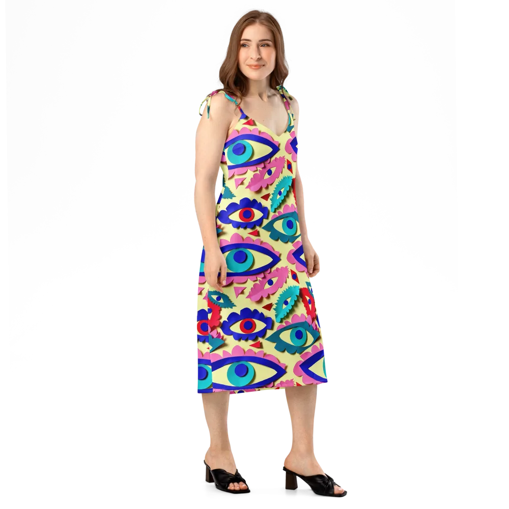 Paper Eye Parade on Slip Dress — Right Front