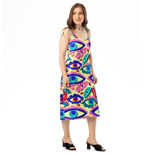 Paper Eye Parade on a Slip Dress
