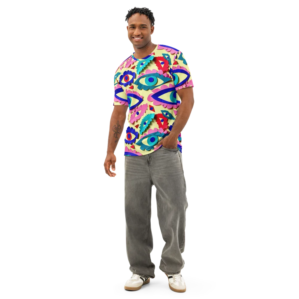 Paper Eye Parade on Men's Cotton Crew Neck T-Shirt — Front