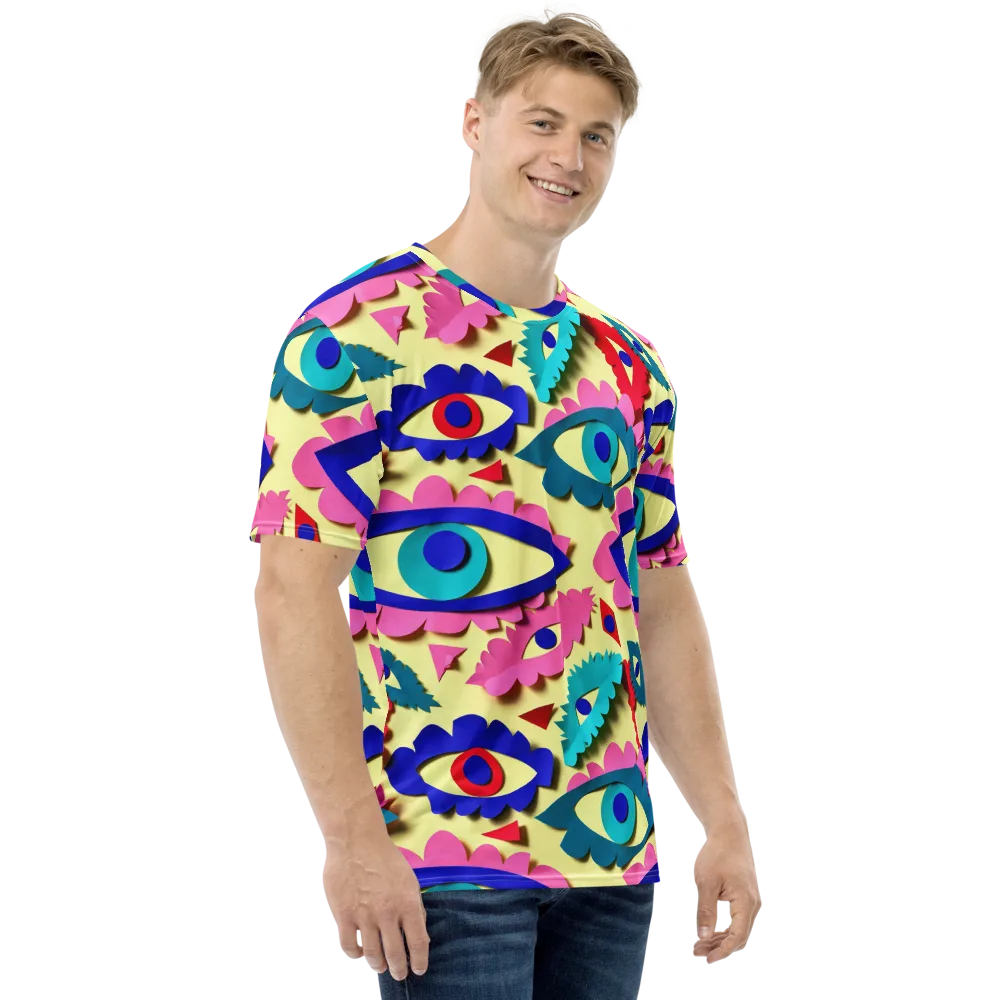 Paper Eye Parade on Men's Crew Neck T-Shirt — Right