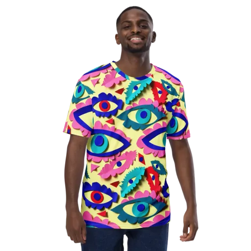Paper Eye Parade on a Men's Crew Neck T-Shirt