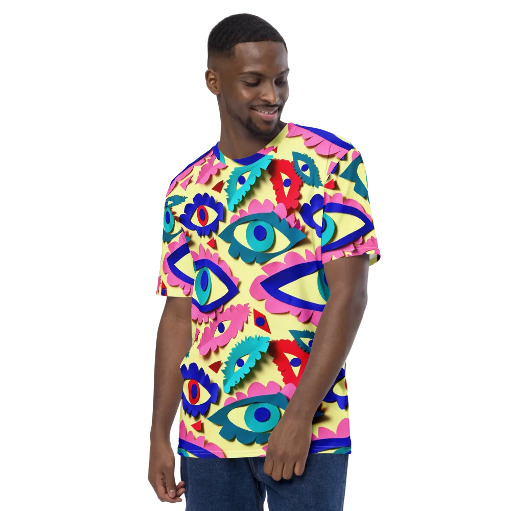 Paper Eye Parade on Men's Crew Neck T-Shirt — Left