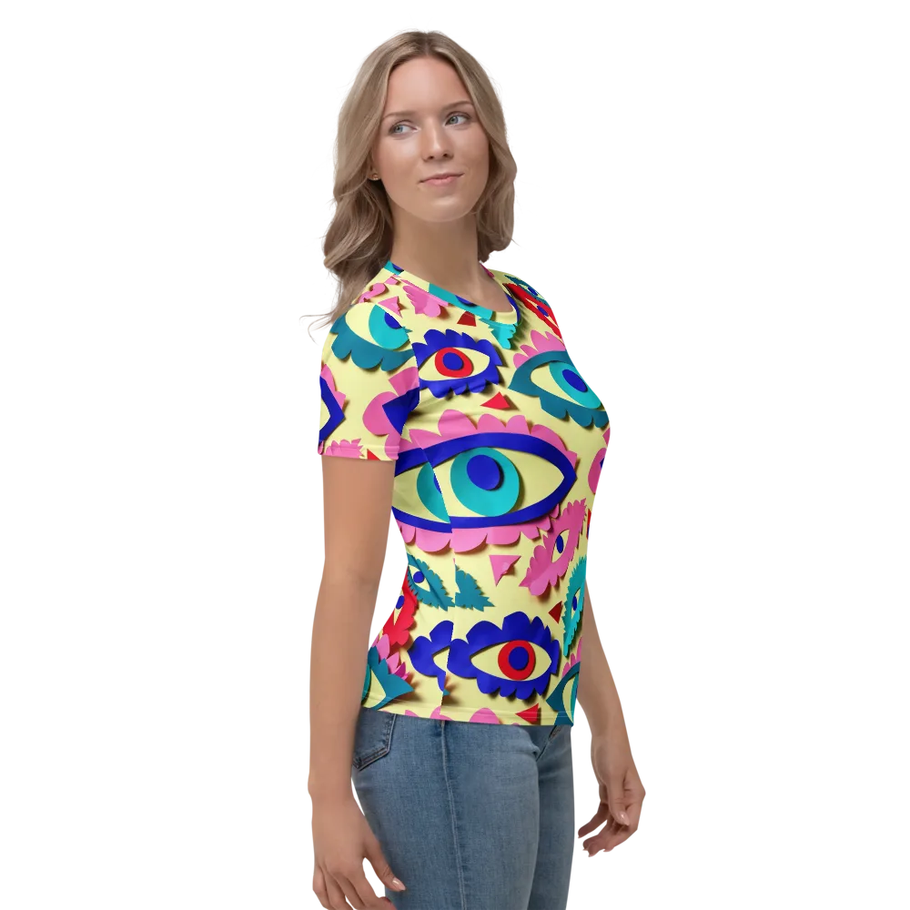 Paper Eye Parade on Women's Crew Neck T-Shirt — Right
