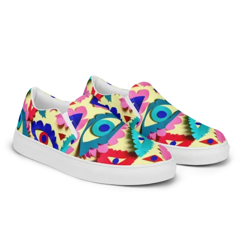 Paper Eye Parade on a Men's Slip-On Canvas Shoes