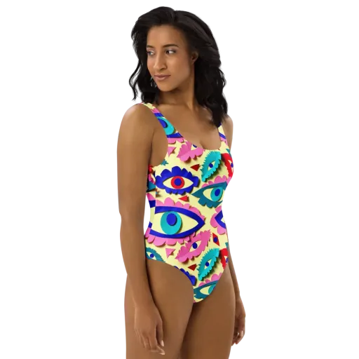 Paper Eye Parade on a One-Piece Swimsuit