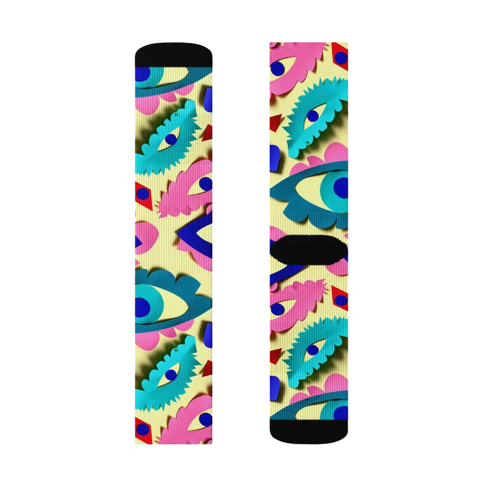 Paper Eye Parade on Socks — Right Sock