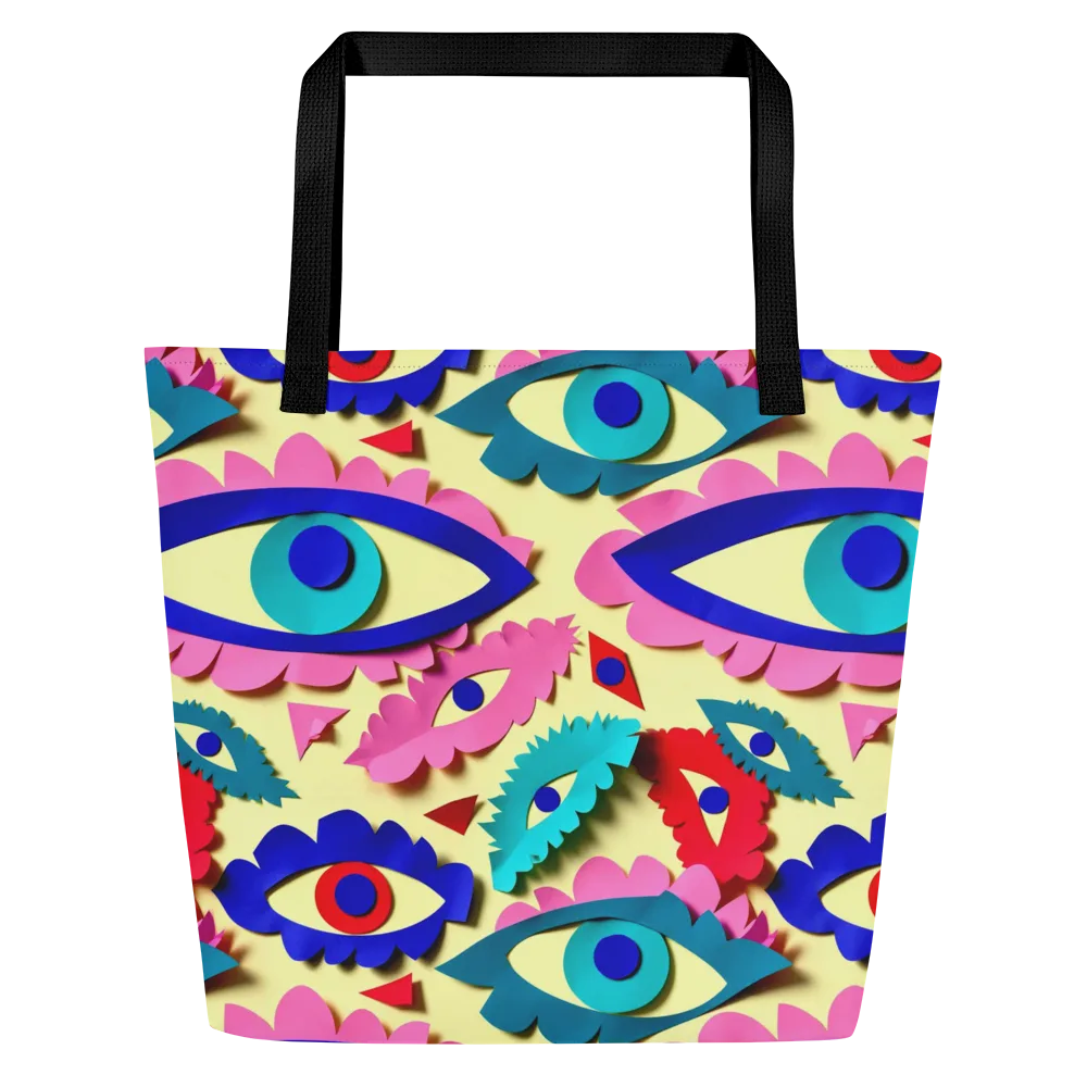 Paper Eye Parade on Large Tote Bag W/ Pocket — Front
