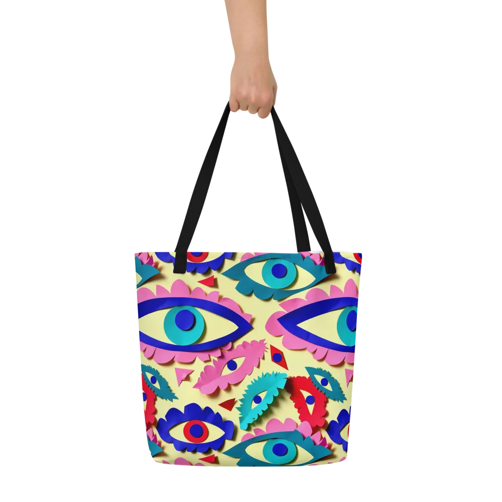 Paper Eye Parade on Large Tote Bag W/ Pocket — Front