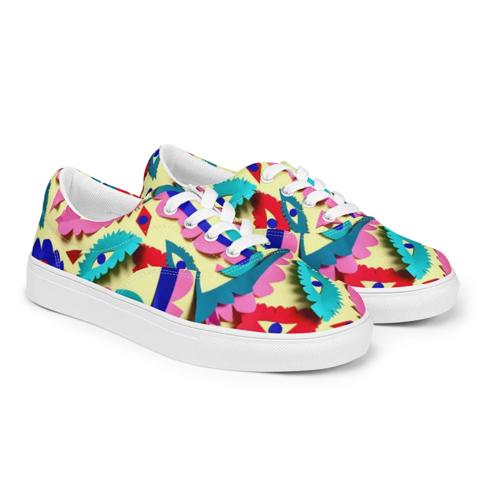 Paper Eye Parade on Men's Lace-Up Canvas Shoes — Right Front