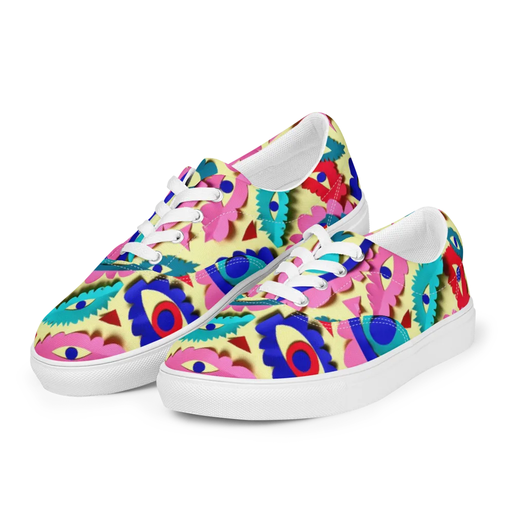 Paper Eye Parade on Men's Lace-Up Canvas Shoes — Left Front