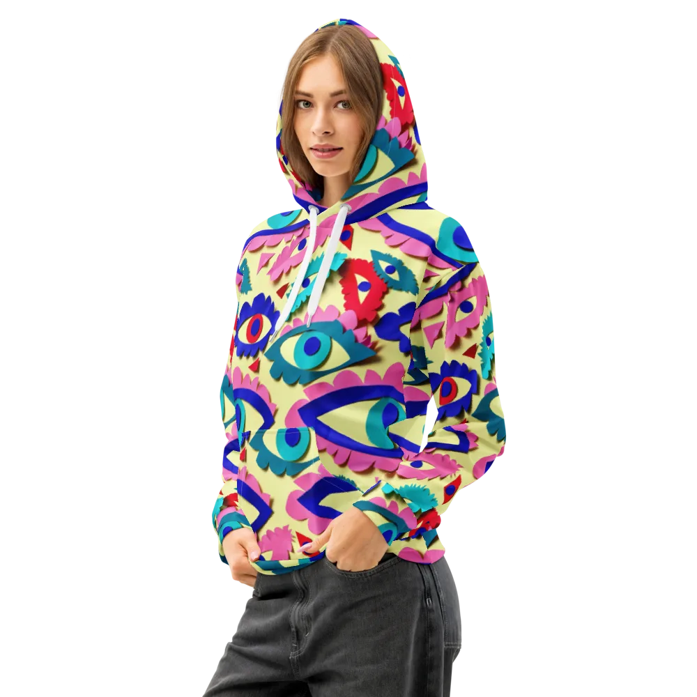 Paper Eye Parade on Cotton Hoodie — Left Front