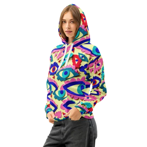 Paper Eye Parade on a Cotton Hoodie