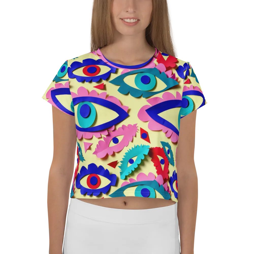 Paper Eye Parade on Crop Tee — Front
