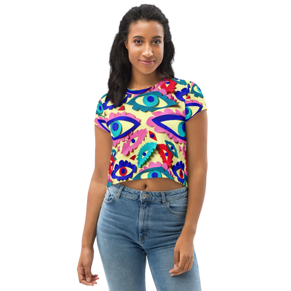 Paper Eye Parade on Crop Tee — Front