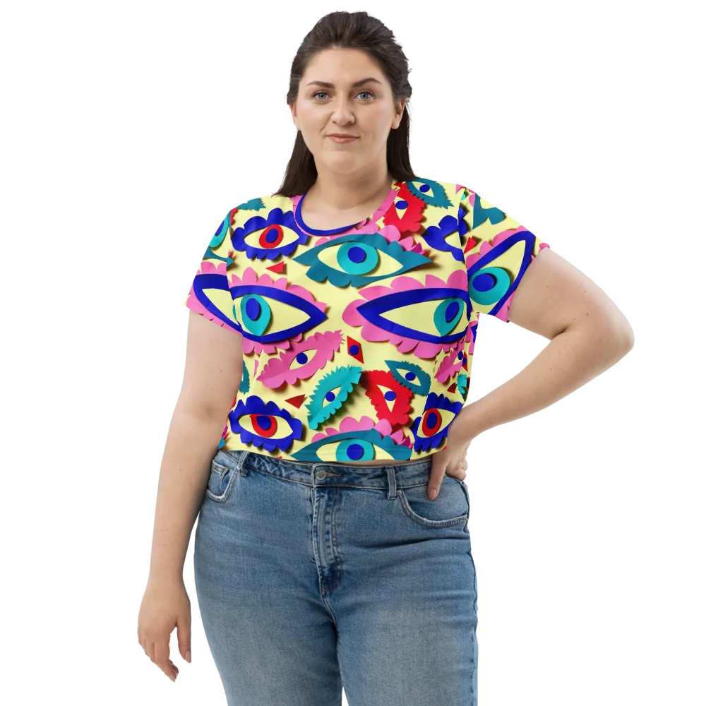 Paper Eye Parade on Crop Tee — Front