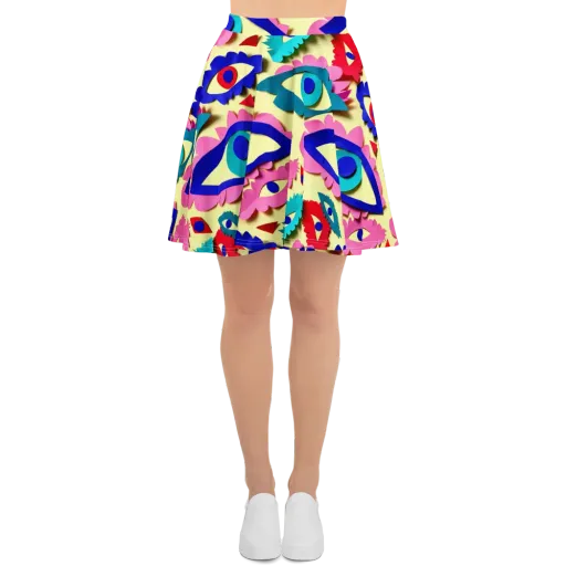Paper Eye Parade on a Skater Skirt