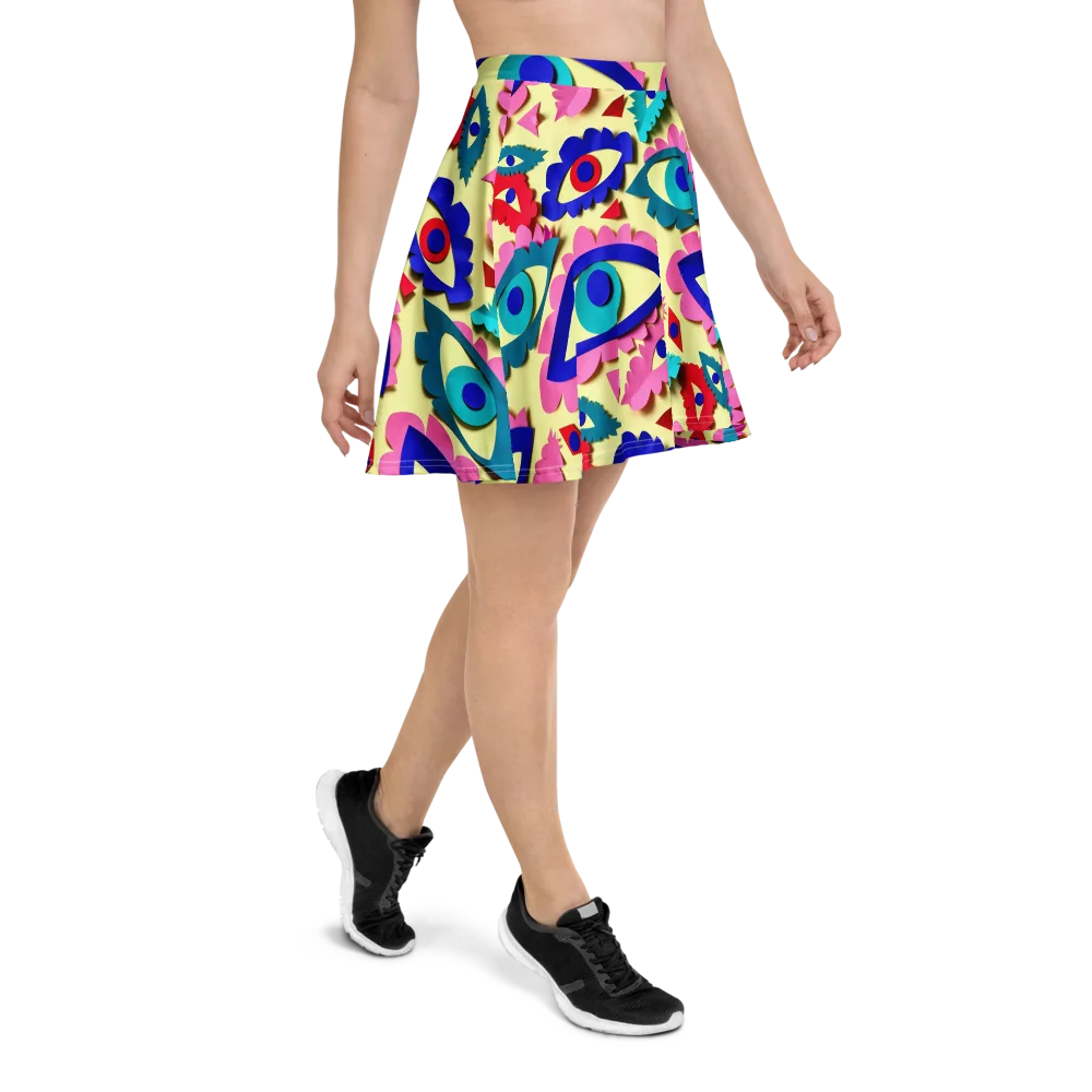 Paper Eye Parade on Skater Skirt — Right