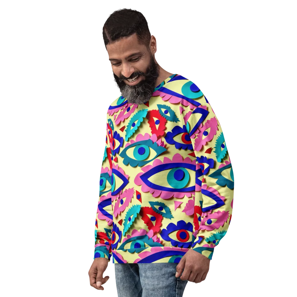 Paper Eye Parade on Sweatshirt — Left Front