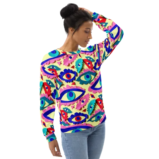 Paper Eye Parade on a Sweatshirt