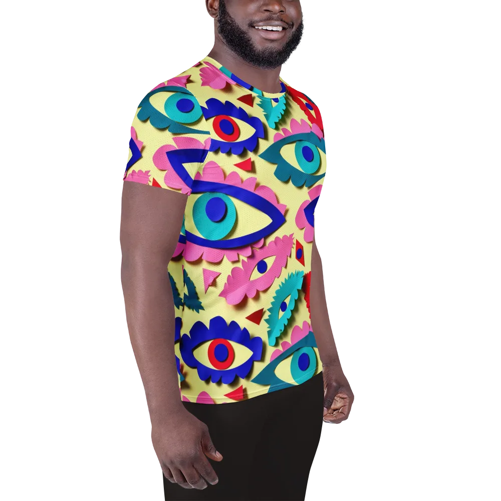 Paper Eye Parade on Men's Athletic T-Shirt — Right