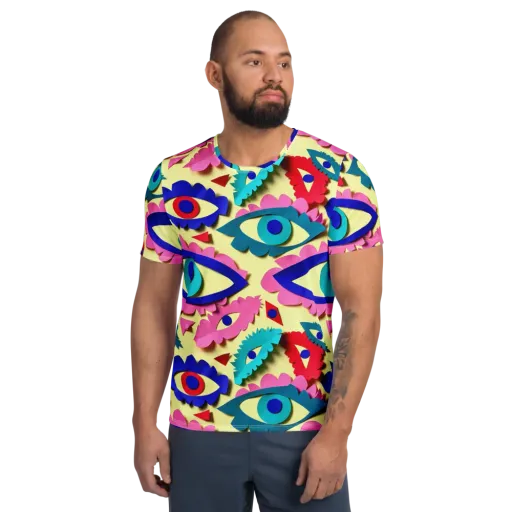 Paper Eye Parade on a Men's Athletic T-Shirt