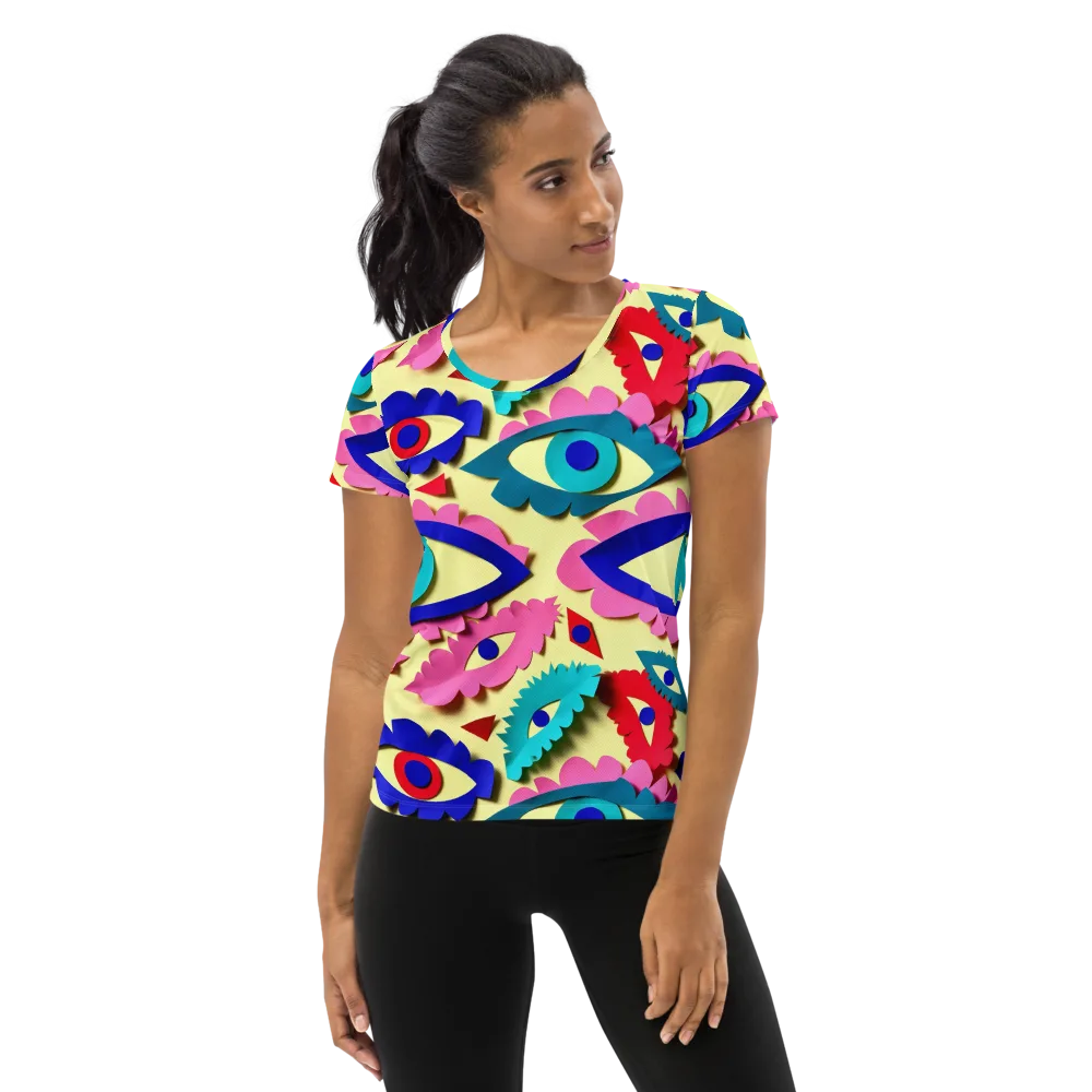 Paper Eye Parade on Women's Athletic T-Shirt — Front