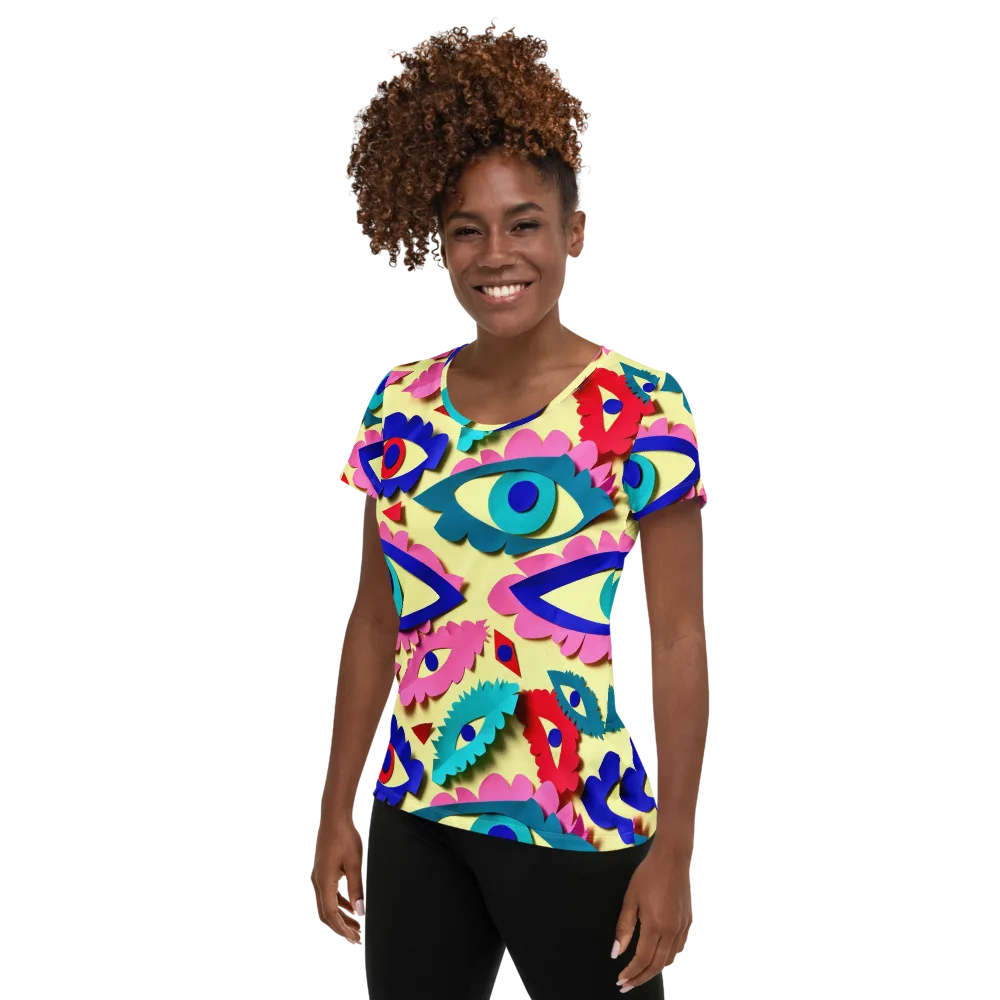 Paper Eye Parade on Women's Athletic T-Shirt — Left