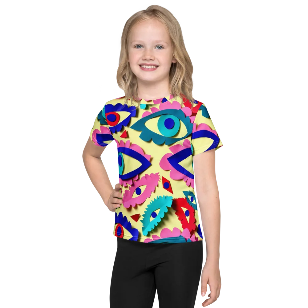 Paper Eye Parade on Kids Crew Neck T-Shirt — Front