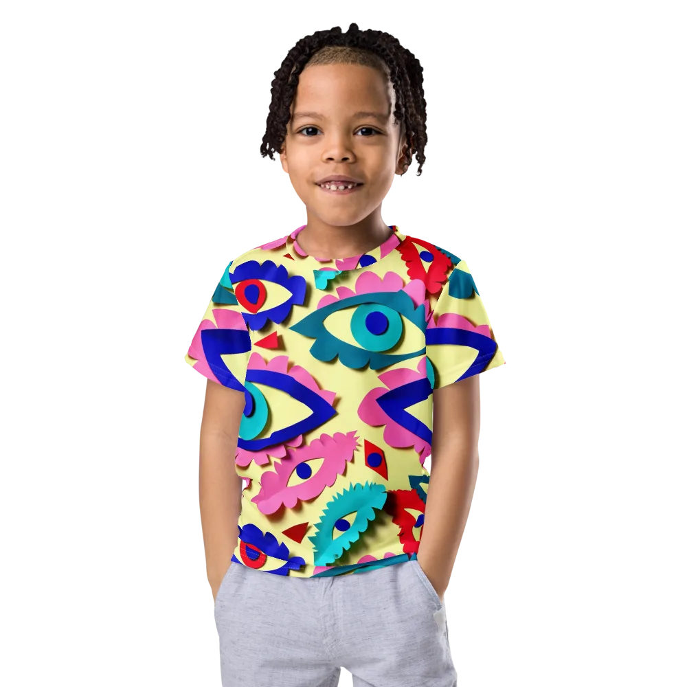 Paper Eye Parade on Kids Crew Neck T-Shirt — Front