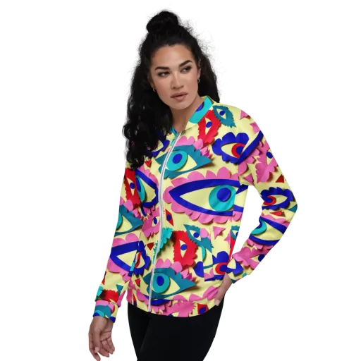 Paper Eye Parade on a Bomber Jacket