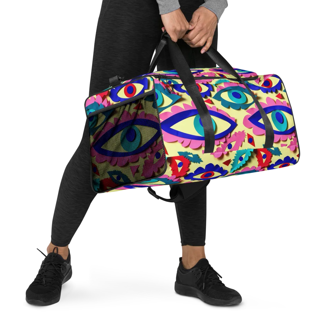 Paper Eye Parade on Duffle Bag — Right Front