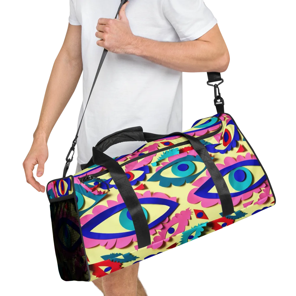Paper Eye Parade on Duffle Bag — Right Front
