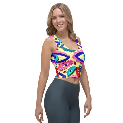 Paper Eye Parade on a Crop Top