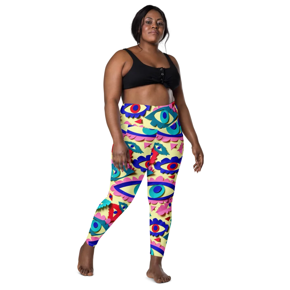 Paper Eye Parade on Leggings with Pockets — Front