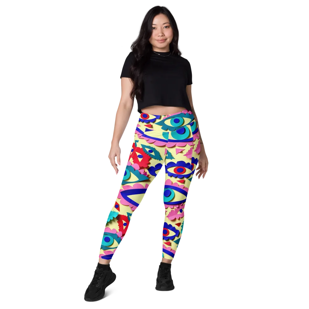 Paper Eye Parade on Leggings with Pockets — Front