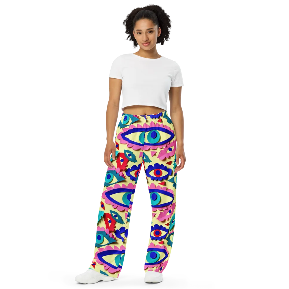 Paper Eye Parade on Wide-Leg Pants — Front