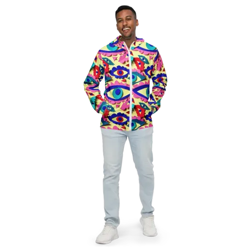 Paper Eye Parade on a Men's Windbreaker