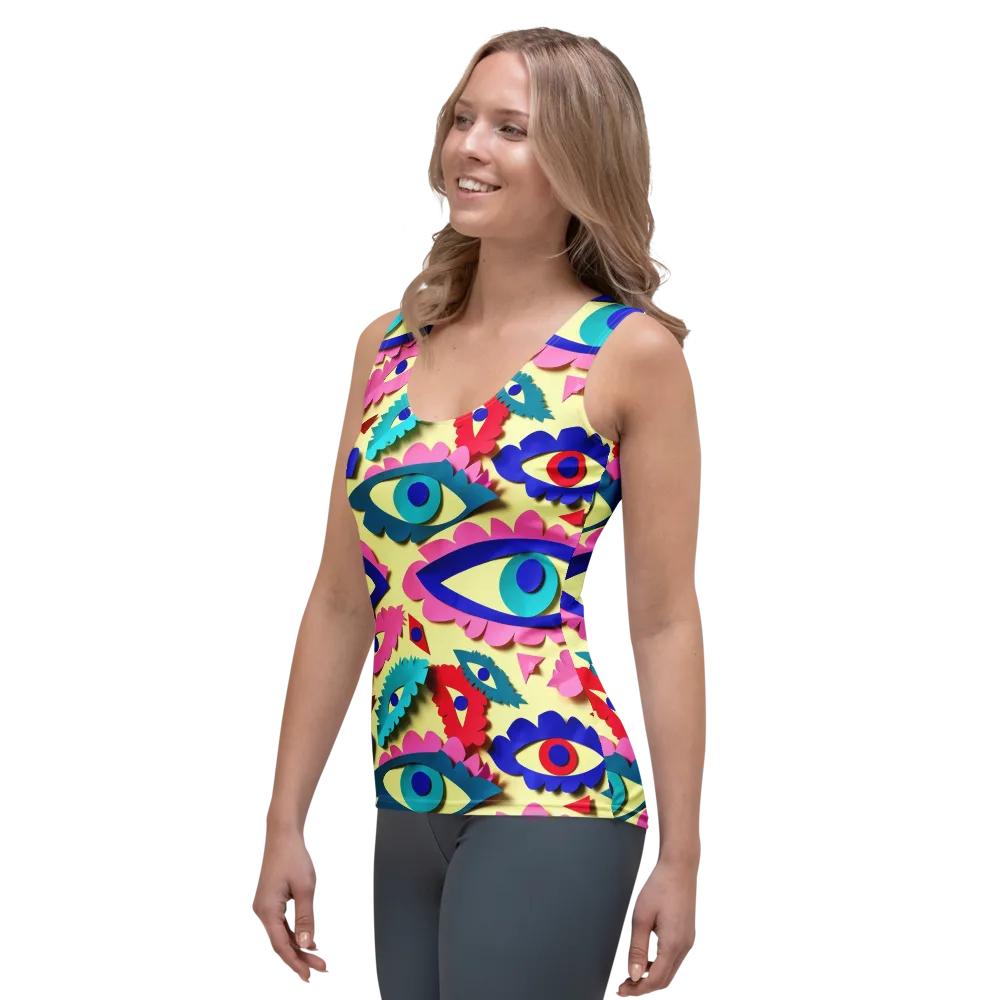Paper Eye Parade on Women's Tank Top — Left Front