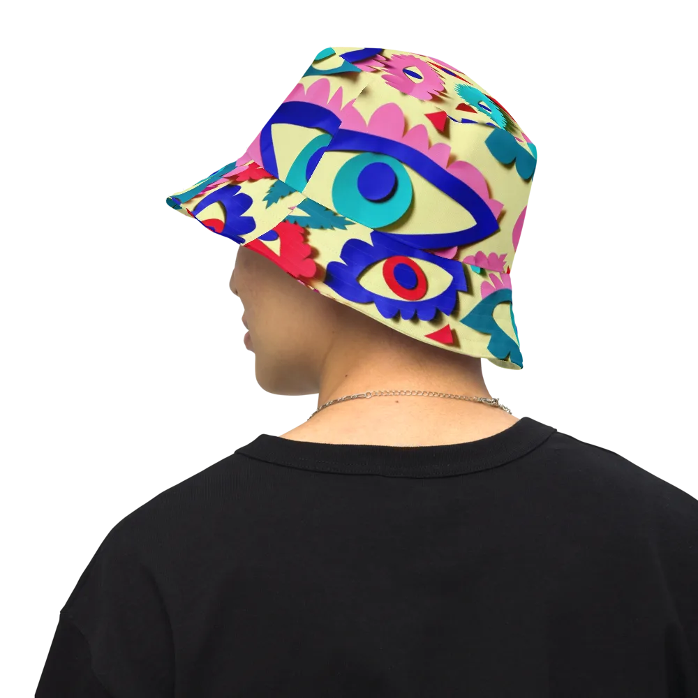 Paper Eye Parade on Reversible Bucket Hat — Back Inside