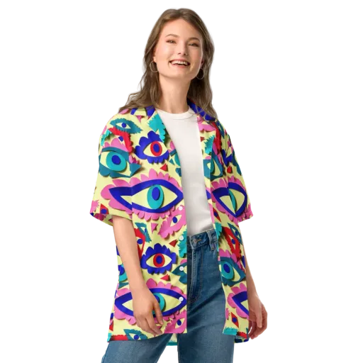 Paper Eye Parade on a Button Shirt