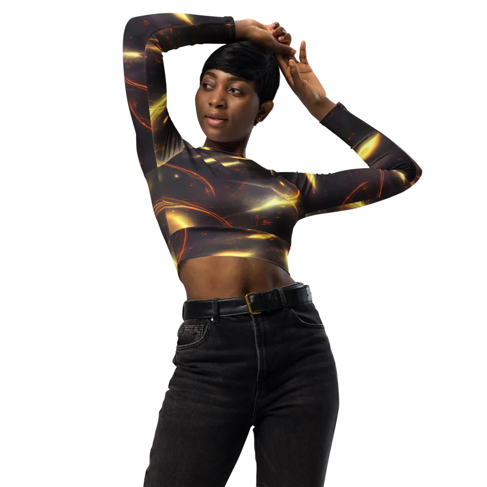 Stellar Arcana on Long Sleeve Crop Top — Front
