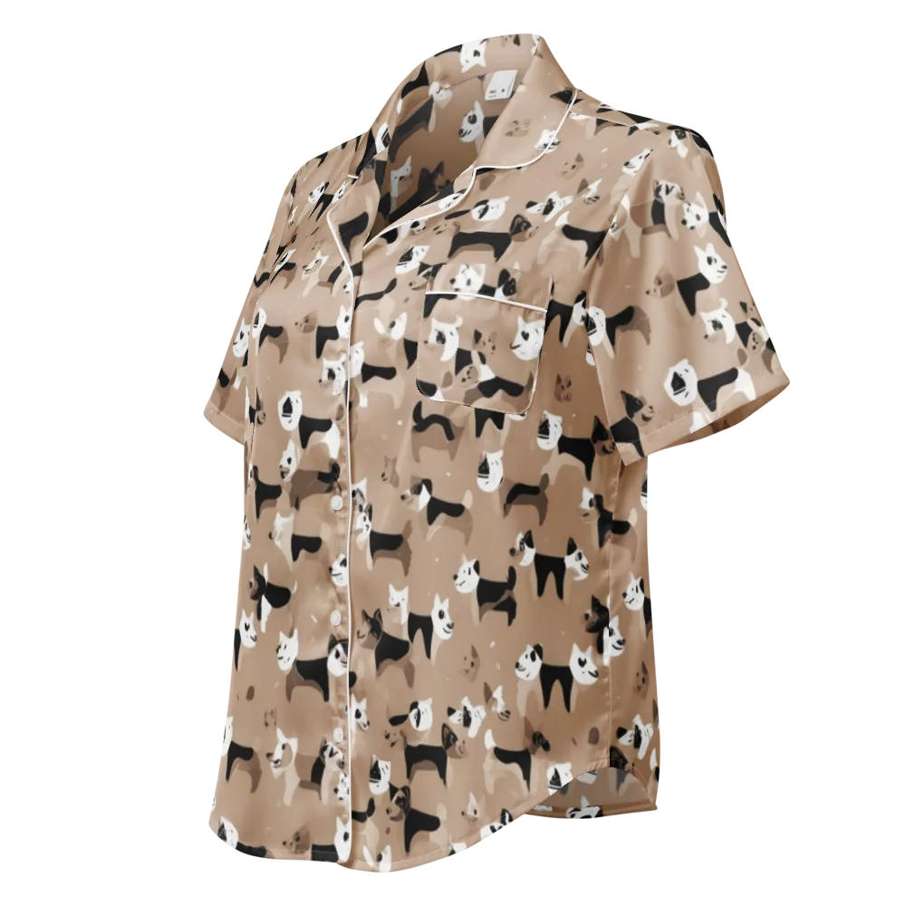 Café Catwalk on Women's Short Sleeve Pajama Top — Left Front