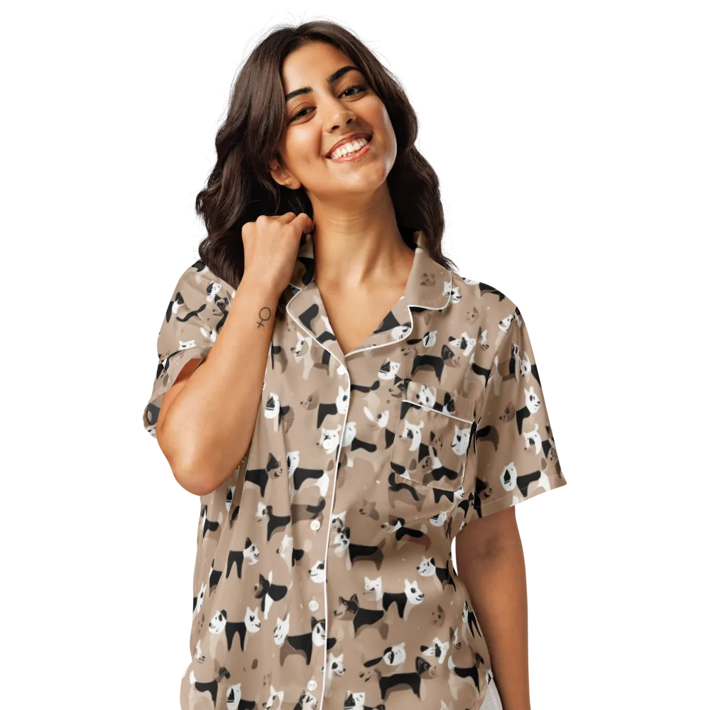 Café Catwalk on Women's Short Sleeve Pajama Top — Front