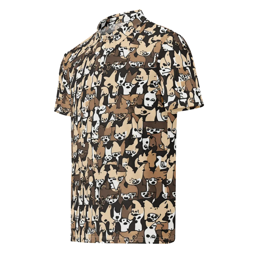 Puppy Pastiche on Men's Slim Fit Polo Shirt — Left Front