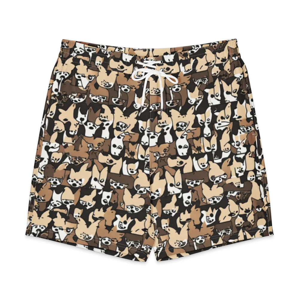 Puppy Pastiche on Men's Board Shorts — Front