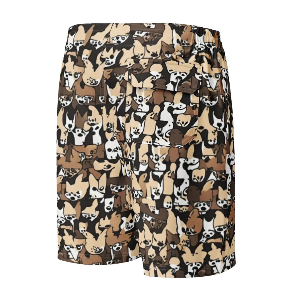 Puppy Pastiche on Men's Board Shorts — Back
