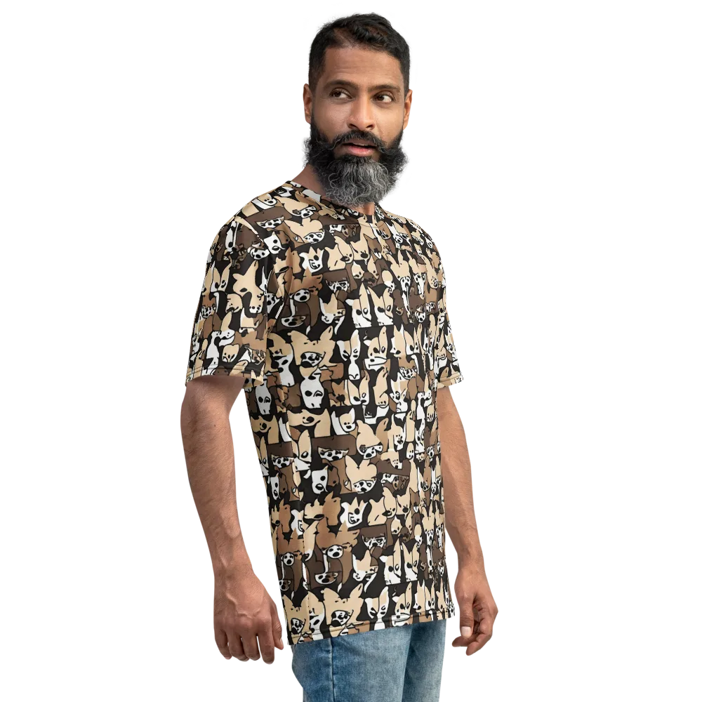 Puppy Pastiche on Men's Crew Neck T-Shirt — Right