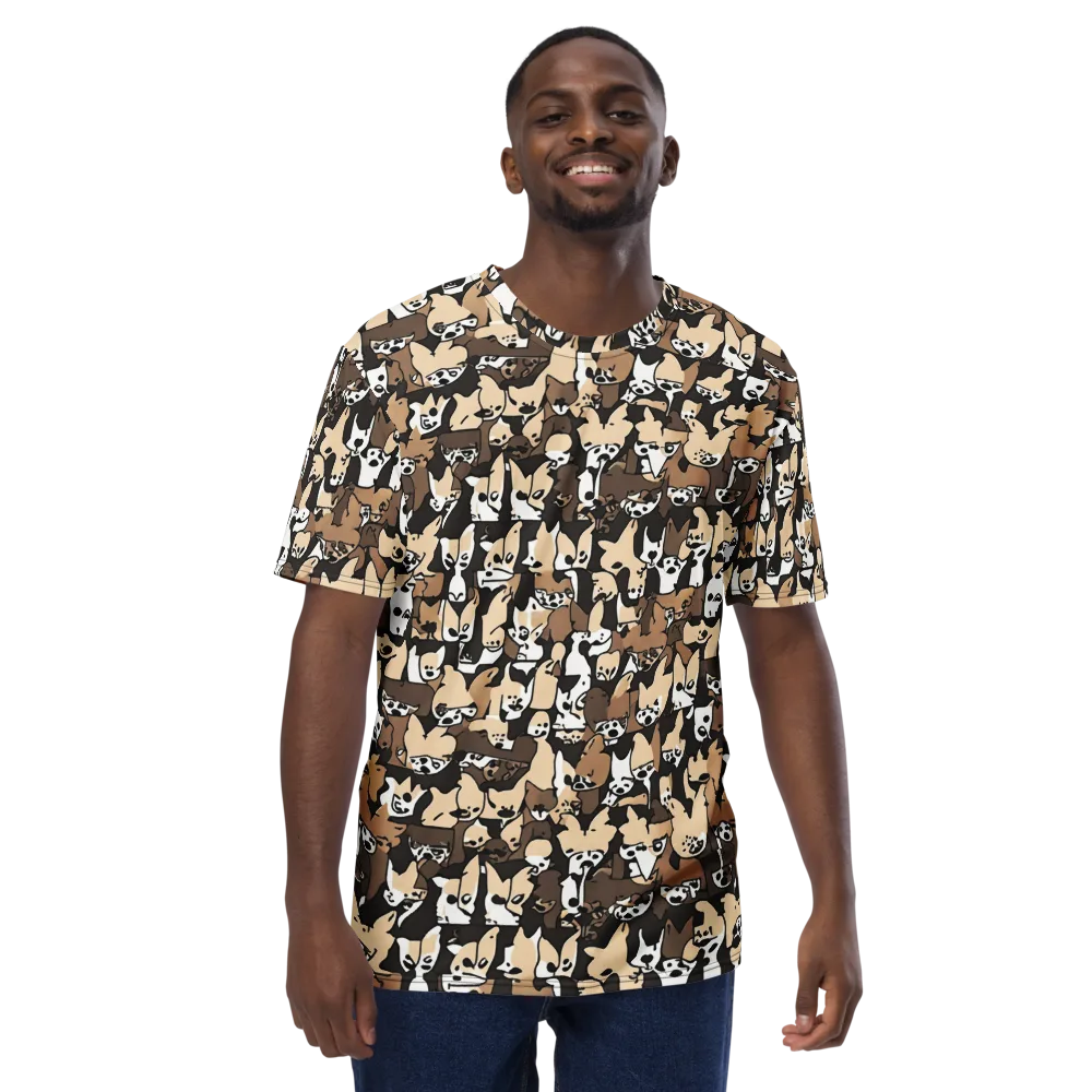 Puppy Pastiche on Men's Crew Neck T-Shirt — Front